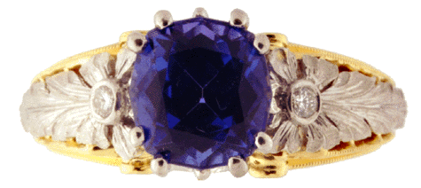18kt gold and platinum ring with a 2 carat tanzanite.