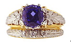 18kt gold and platinum engagement rings with a 2 carat tanzanite.
