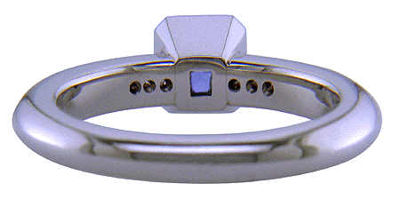 Inside view of tanzanite and pink diamonds platinum ring.