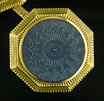 Elegant blue guilloche enamel and gold cufflinks. (J9889)