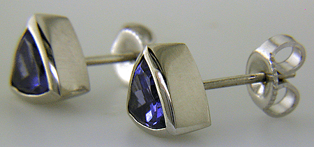 Platinum trillium tanzanite stud earrings.