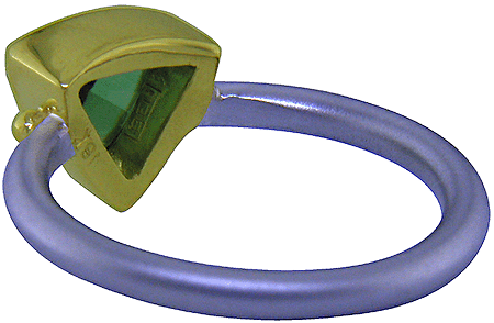 Inside view of trillium tourmaline ring with hallmarks