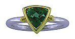 Hand crafted gold and platinum ring with trillium tourmaline.
