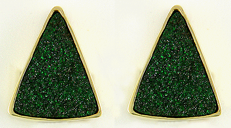 Drusy uvarovite garnet earrings.