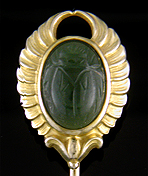 Hayden Wheeler winged scarab jade stickpin. (J9059)