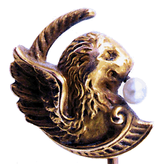 Victorian 15kt gold stickpin of a winged lion. (J4802)