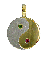 Custom platinum and 22kt yellow gold pendant with Tsavorite Garnet and Tourmaline.