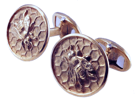 18kt gold cufflinks with honey bees