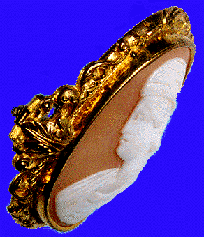 3/4 view of shell cameo.