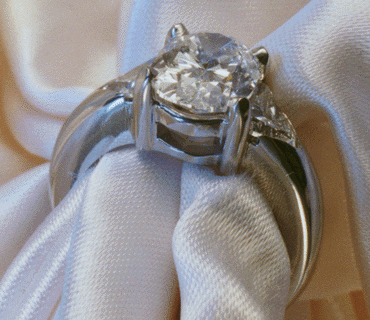 Platinum diamond engagement ring - 3/4 view.