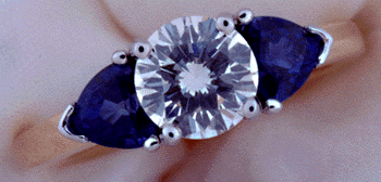 Platinum and Yellow Gold diamond and sapphire engagement ring Bijoux Extraordinaire Custom Designed Jewelry
