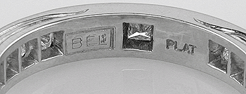 Close-up of Bijoux Extraordinaire hallmark and platinum mark.