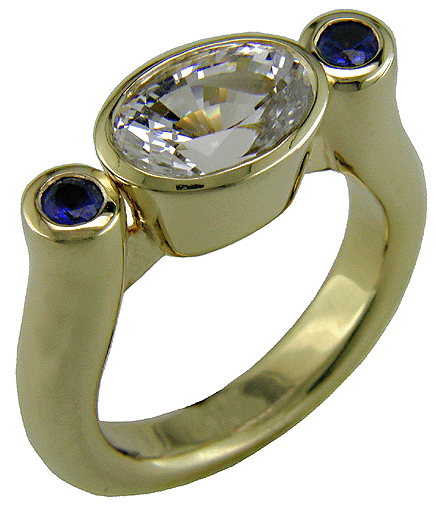 Custom designed ring with three sapphires.