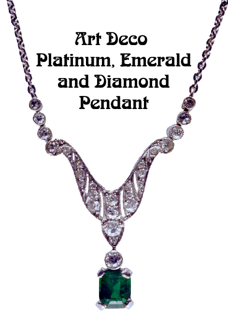 Edwardian Platinum Necklace with Diamonds and Emeralds.