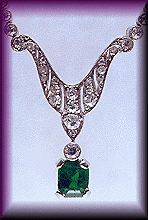 Edwardian/Art Deco Emerald and Diamond Pendant