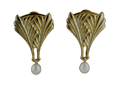 Yellow Gold and Cultured Pearl Earrings