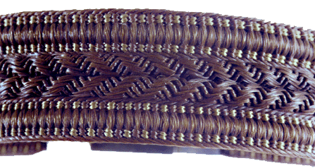Close-up of woven hair.