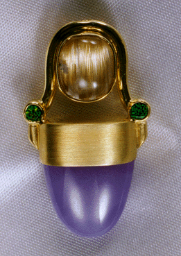 Holly chalcedony pendant with tsavorite garnets.