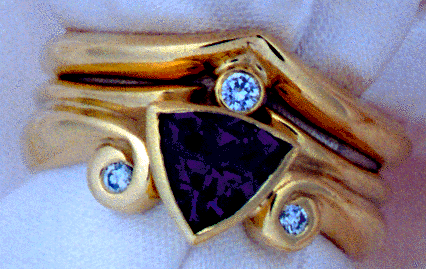 Amethyst and diamond ring set.
