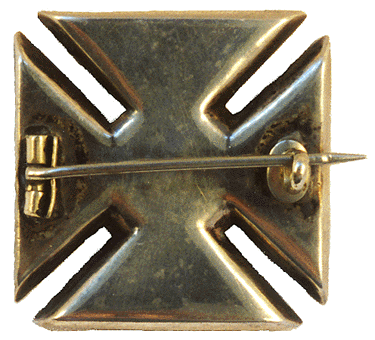 Backside of Maltese Cross Pin