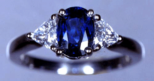 Custom sapphire and diamond ring in platinum.