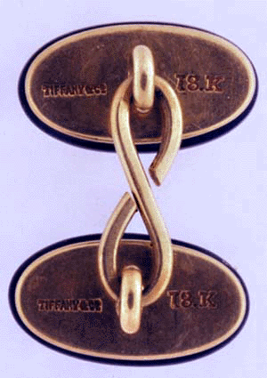 Rear view of Tiffany onyx cufflinks. (J3843)
