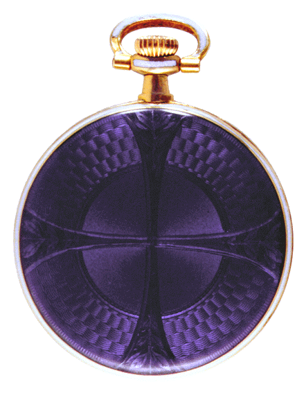 Edwardian pendant watch in purple enamel.