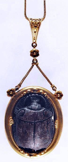Victorian Egyptian Revival scarab pendant.