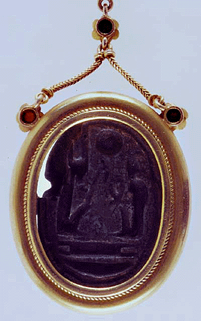 Rear view of Victorian Egyptian Revival scarab pendant.