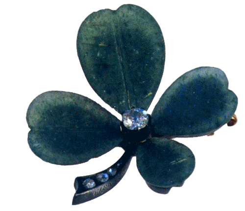 Victorian four-leaf clover brooch with diamonds. (J3066)
