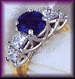 Sapphire and diamond trellis engagement rings.