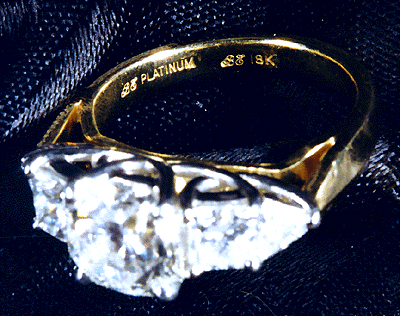 View of metal purity and maker's hallmarks.
