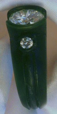 wax sample for Platinum, Yellow Gold and Diamond Ring - 3/4 view