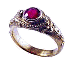 18kt gold ring with red spinel.